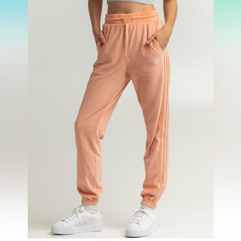 adidas Originals Womens Velour Slim Jogger Pants Blush Peach